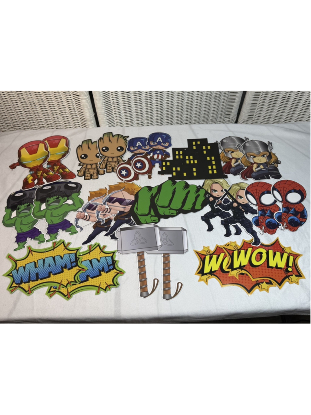 Marvel Avengers Double Side Cardboard Party Cutouts Decor Lot Hulk Thor Iron Man